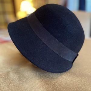 Downton Abbey style black wool hat